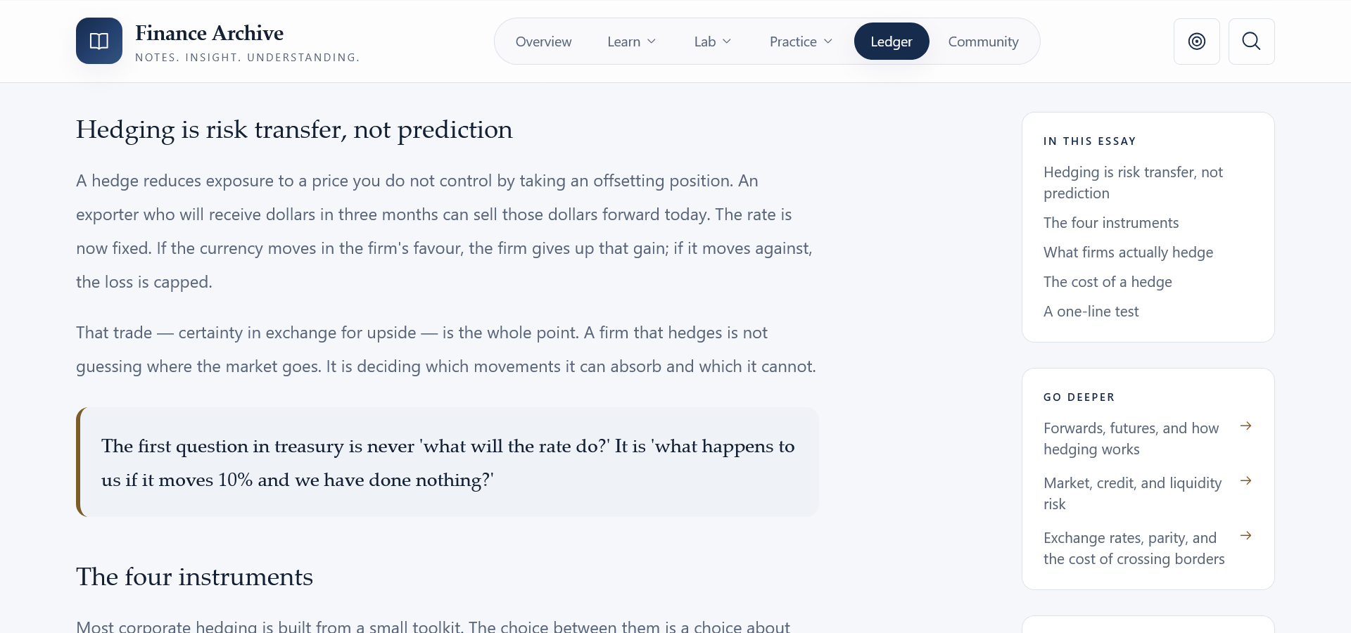 Finance Archive interface view 3