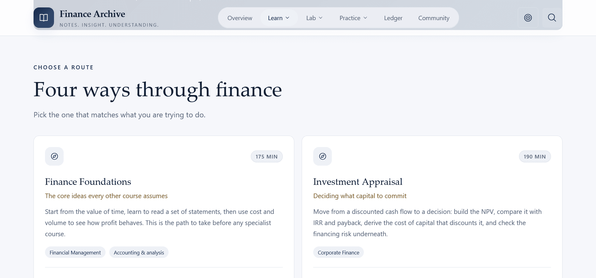 Finance Archive interface view 4