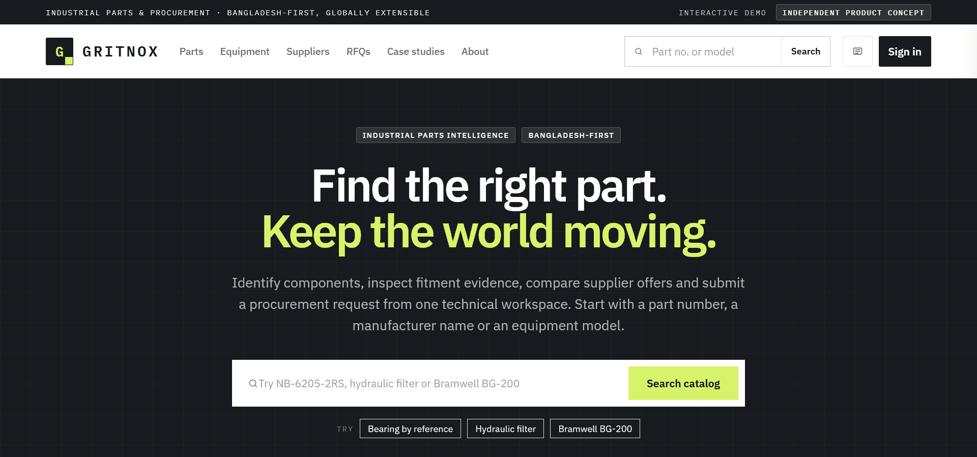 Industrial parts discovery and procurement platform