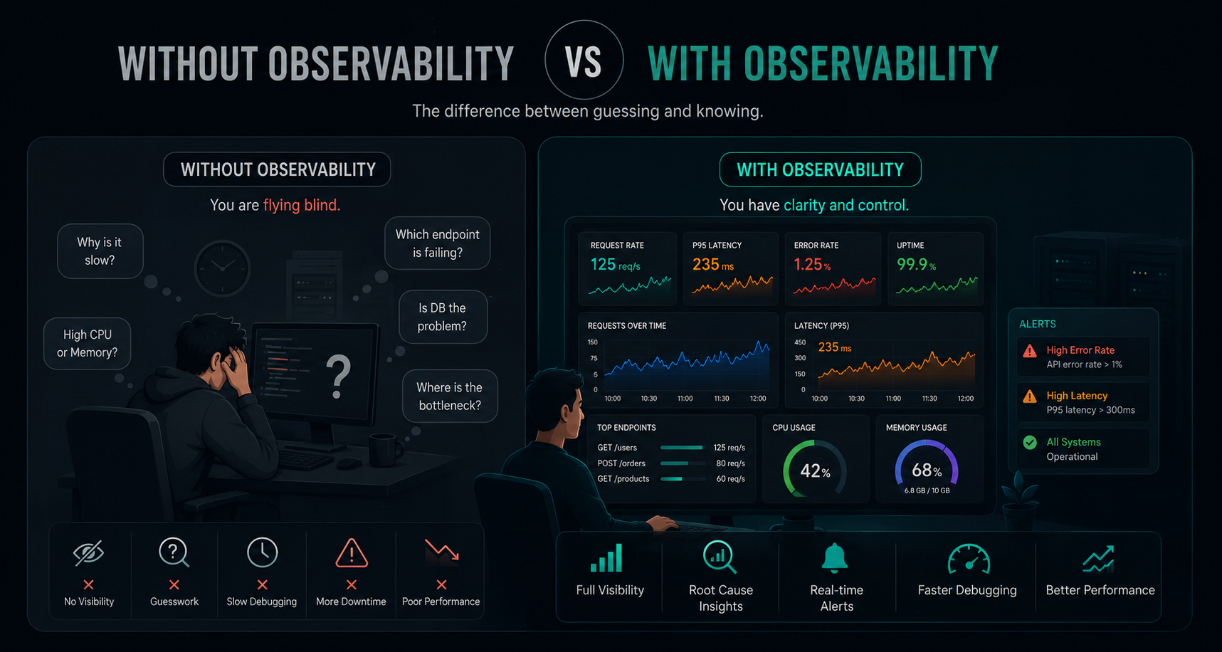 Without Observability vs With Observability
