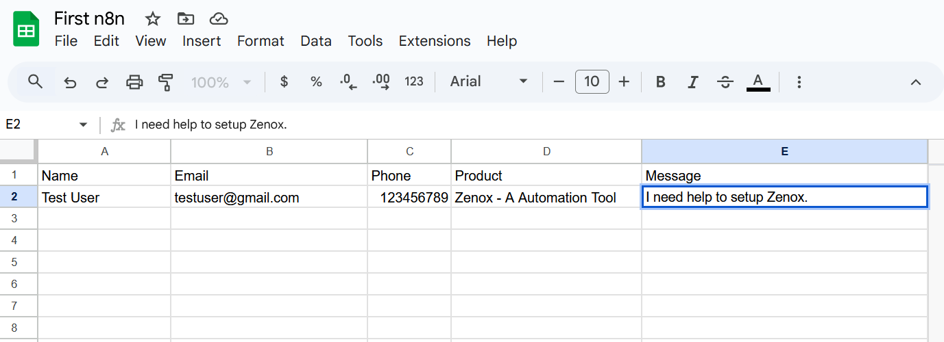 n8n Google Sheets Node
