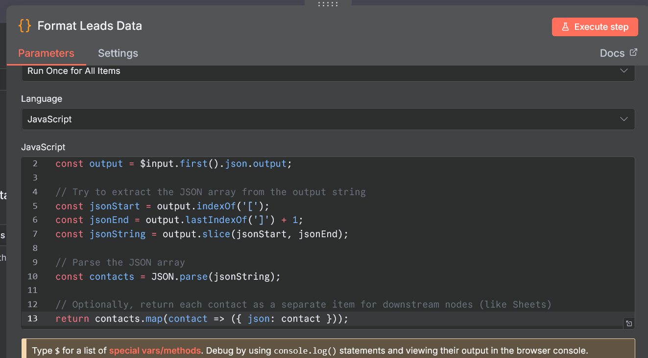 Data Formatting Node